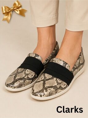 Clarks Collection Kayleigh River Loafers Shoes Leather Snake 38/7.5 15190